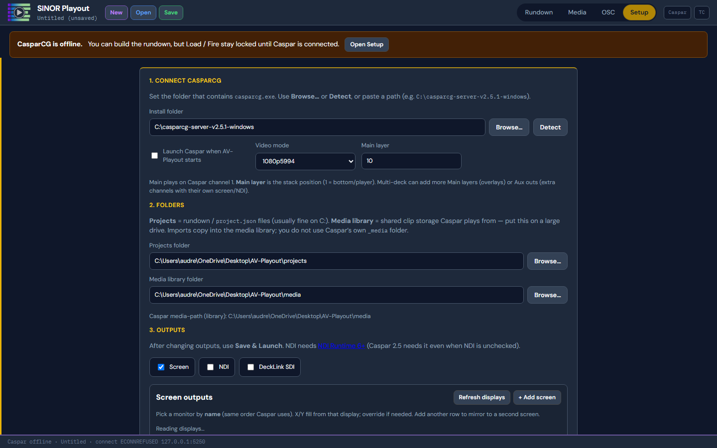 AV Playout Setup UI